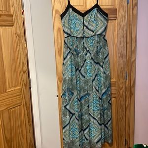 Patterned Maxi Dress with Adjustable Straps